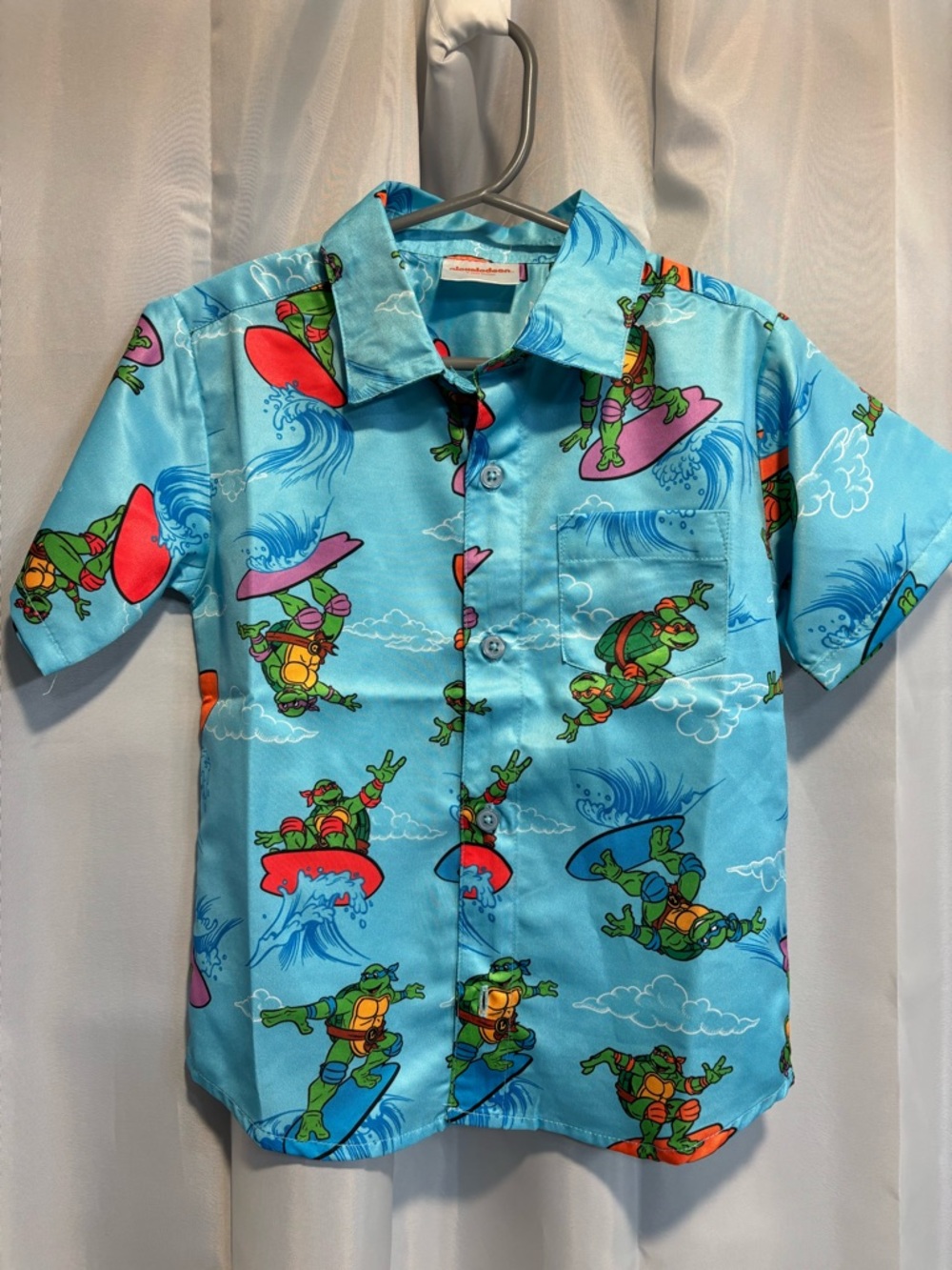 Nickelodeon Light Blue Surfing Turtle Button-Down Shirt
